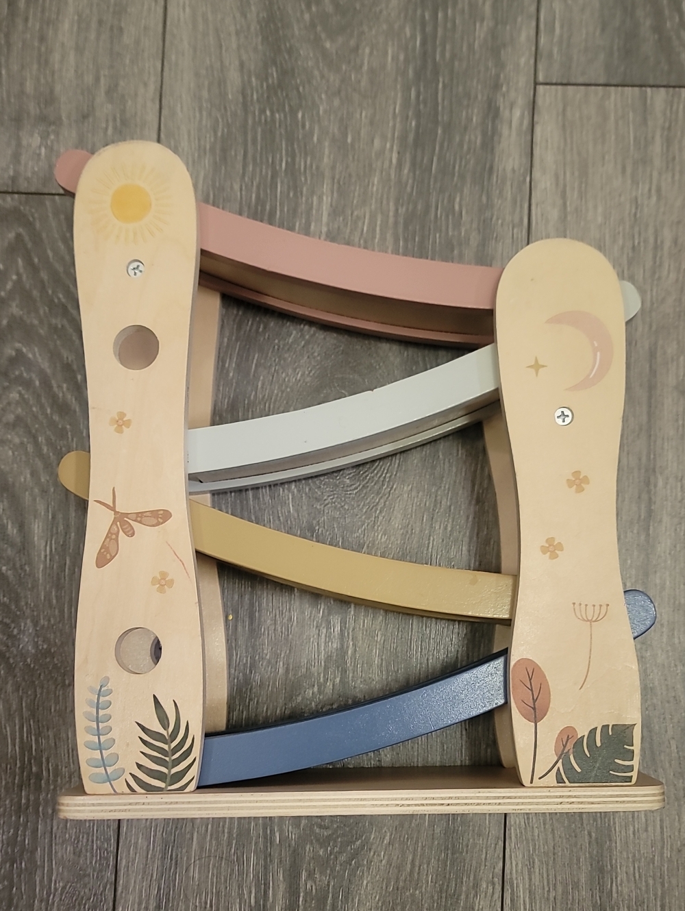 Wooden Rainbow  Pastel Sun & Moon Design Slide Toy